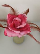 Haarbloem & broche - roze